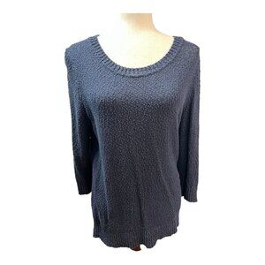 Banana Republic Womens Boat Neck Sweater~Size L~Navy 3/4 Sleeve Cotton ~ L13 12